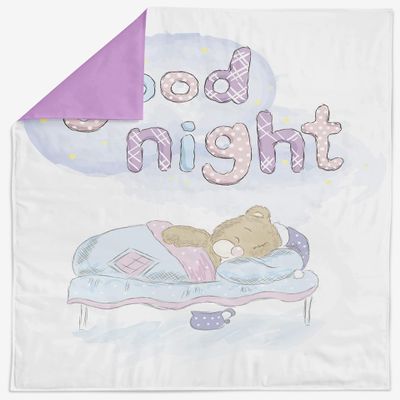 Generic Good Night Cotton Fabric Panel 30x39in, Cute Bear Quilting Panel, Baby Quilt Panel, Cotton Baby Panel, Blanket Panel, Cotton Panel for Quilting, White