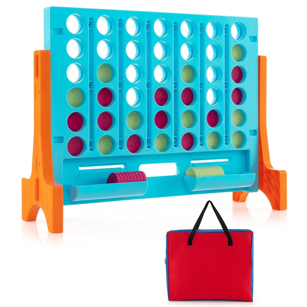 Costzon Giant 4 in a Row Connect Game, 2-in-1 Jumbo 4-to-Score Game Set with Carrying Bag, Fun Family Party Game, Indoor Outdoor Yard Game for Kids Adults, Freestanding/Wall Mount (Orange)