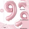 19th Birthday Balloon for Girls, 40 Inch Pastel Pink Number 19 Foil Balloons Self Inflating, Big Mylar Helium Light Pink 19 Balloons for Women Birthday Decor Anniversary Party Decorations Supplies view 2
