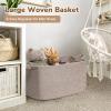 Goodpick Large Woven Storage Basket, 21.6" x 14.9" x 11.8" Blanket Basket for Living Room, Bedroom, Rectangle Rope Storage Organizer for Clothes, Toys, Brown view 2