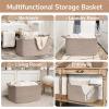 Goodpick Large Woven Storage Basket, 21.6" x 14.9" x 11.8" Blanket Basket for Living Room, Bedroom, Rectangle Rope Storage Organizer for Clothes, Toys, Brown view 4