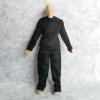 1:12 Scale Fabric T-Shirt + Pant for 6 inch 1/12 Man Thin Small Action Figure Clothes (Black Black) view 3