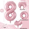 18 Foil Balloon Pastel Pink, 40 Inch Helium Number 1 & 8 Balloon for 18 Year Old Birthday Decorations, Large Self Inflating Mylar 18 Balloon for Girls 18th Birthday Party Anniversary Decor Supplies view 2