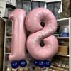 18 Foil Balloon Pastel Pink, 40 Inch Helium Number 1 & 8 Balloon for 18 Year Old Birthday Decorations, Large Self Inflating Mylar 18 Balloon for Girls 18th Birthday Party Anniversary Decor Supplies view 4