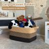Goodpick Woven Blanket Basket, 21.6" x 14.9" x 11.8" Wicker Laundry Basket for Clothes, Storage Baskets for Organizing, Rectangle Rope Large Baskets for Storage, Black Jute view 2