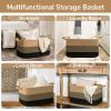Goodpick Woven Blanket Basket, 21.6" x 14.9" x 11.8" Wicker Laundry Basket for Clothes, Storage Baskets for Organizing, Rectangle Rope Large Baskets for Storage, Black Jute view 4