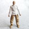 1:12 Scale Fabric T-Shirt + Pant for 6 inch 1/12 Man Thin Small Action Figure Clothes (White Khaki) view 1