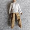 1:12 Scale Fabric T-Shirt + Pant for 6 inch 1/12 Man Thin Small Action Figure Clothes (White Khaki) view 3