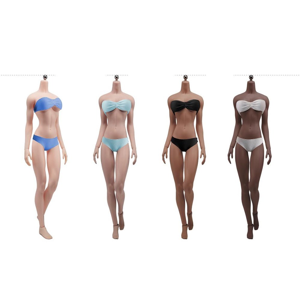 1/6 Scale Female Action Figure Body, 12inch Girl Seamless Super Flexible Pale/Suntan Figure Body Doll (S20B-Brown Skin/Big Bust)
