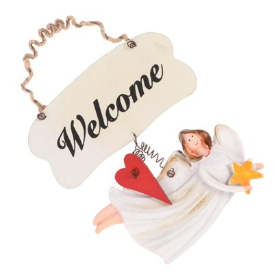 ABOOFAN 1pc Outdoor Hanging Decor Fairy Pendant Sign Custom Door Sign Wooden Welcome Signs Front Door Signs Outdoor Sign Emblems Door Hanging Ornament Wall Decoration European Style Child