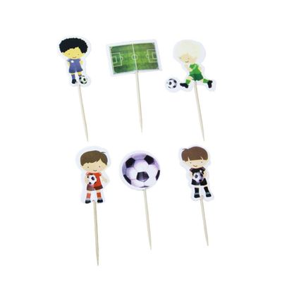 24Pcs Football Cake Toppers Birthday Party for Boys Cupcake Decorations