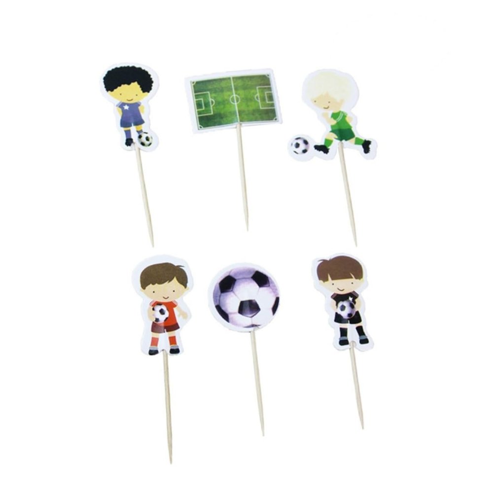 24Pcs Football Cake Toppers Birthday Party for Boys Cupcake Decorations
