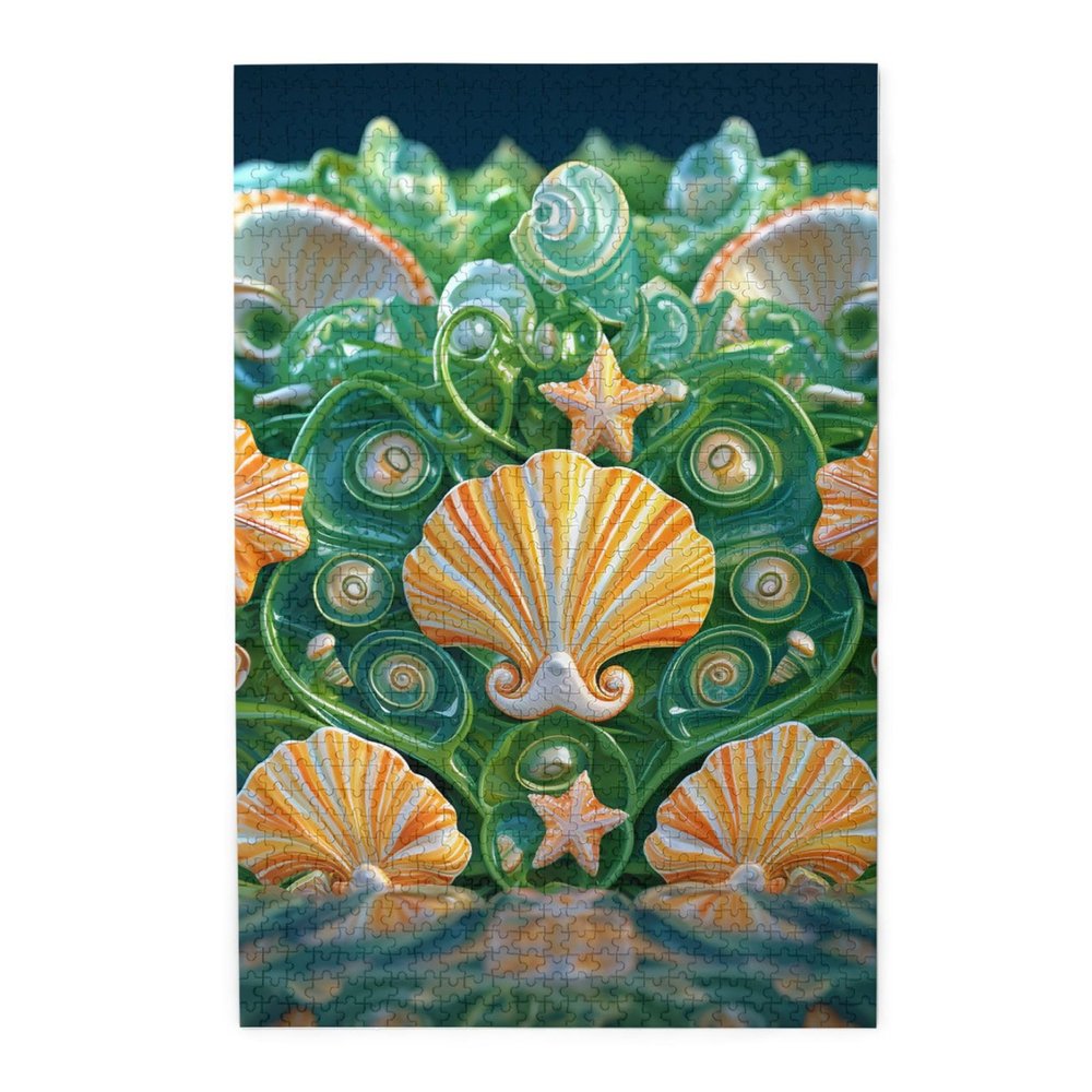 Cartoon Seashell Puzzles 1000 Pieces Personalized Jigsaw Puzzles Wooden Photo Puzzle for Adults Family Picture Puzzle Gifts for Wedding Birthday Valentine's Day Gifts(29.5" x 19.7")