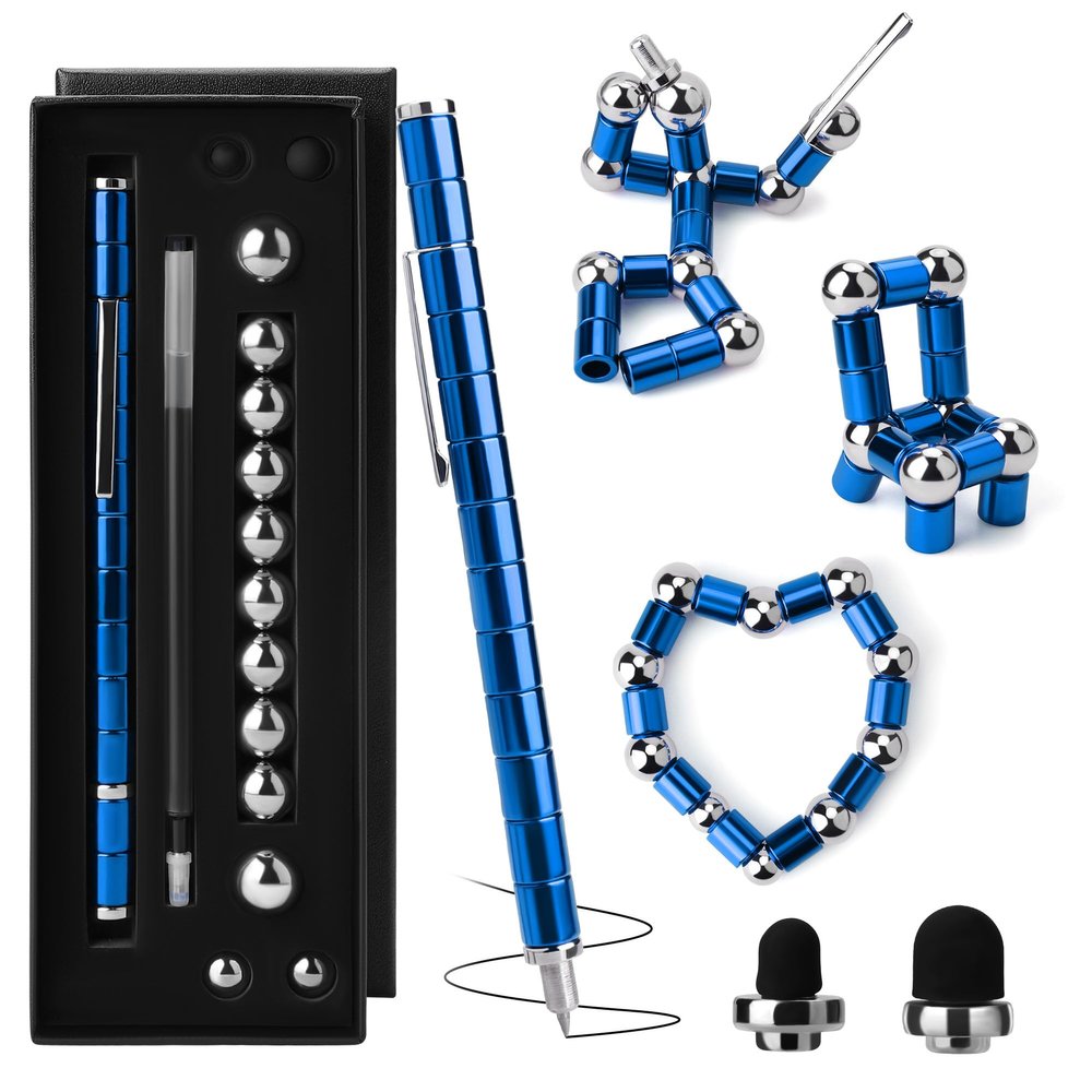 SUKIPIN Magnetic Fidget Pen, Blue Fidget Pen, Magnet Fidget Pens for Adults, Fidget Pen for Valentines Day Gifts, Easter Basket Stuffers (Blue)