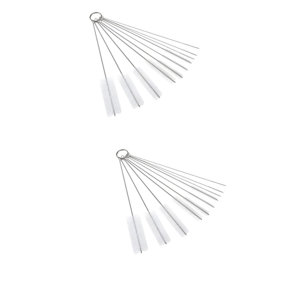 minkissy 20pcs Modern Straws Cleaning Brush Set Stainless Steel Nylon Brush Easy to Clean Straws Juice Funnels Kitchen Appliances