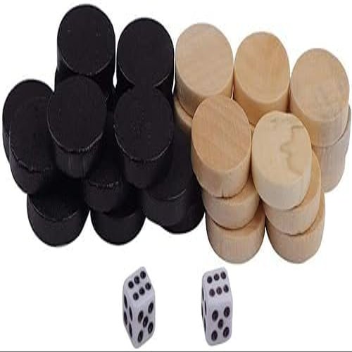 32Pcs Two-Tone Game Chess Piece, Roundness Draughts and Checkers and Backgammon Chess Piece for Board Game Learning Camping Design Arcade and Table Games