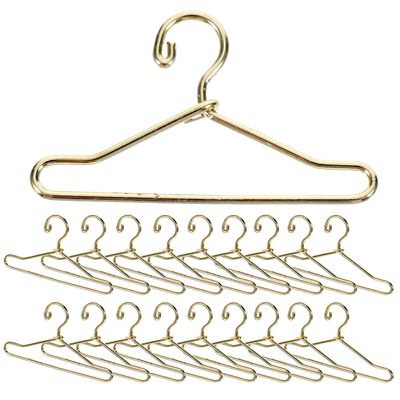 BUGUUYO 20 Pcs Tiny Metal Doll Clothes Hangers Mini Wire Closet Hangers for Dollhouse Accessories Small Doll Dress Display