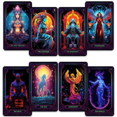 CRAFTERIAN Neon Tarot Cards 78 Tarot Cards Original Tarot Cards for Beginners and Experts with Guide Book and Foil EdgesFortune Telling Game, Divination Tools for All Skill Levels,.