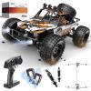 DEERC 1:10 Scale RC Monster Truck for Adults & Boys, 48KM/H Speed 4X4 Hobby RC Car with Lights, 2 Rechargeable Batteries, 2.4 GHz All Terrain Remote Control Car Toys for 30mins Fun view 1