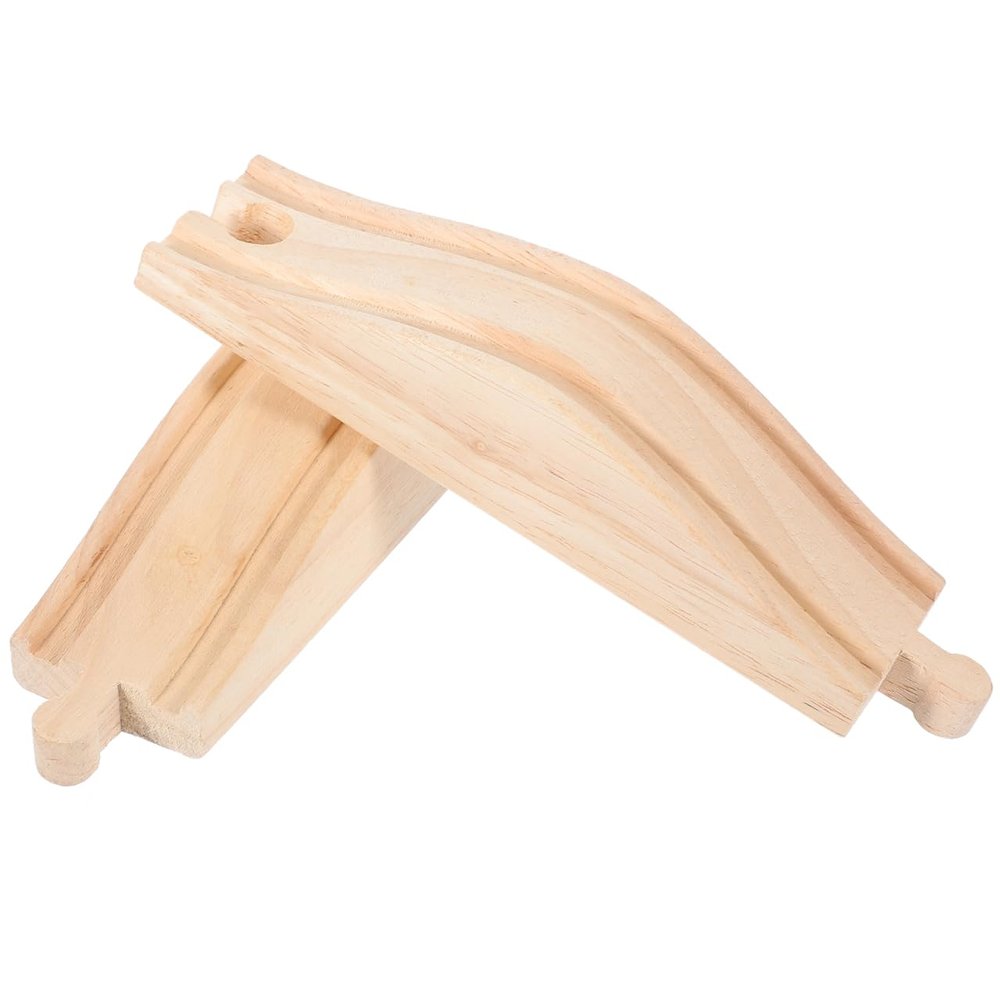 Abaodam Wooden Train Track Accessories 2-Pack Straight Pieces Compatible with Kids Wood Train Track Sets Educational Toy for Motor Skills and Creativity