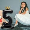 Eoopoon 42 Inch Crown Black Number Balloon, Number 0 Balloon with Base for Girls 0th Birthday Party Decoration, Anniversary Decor Theme Party Supplies (Black 6) view 3