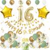 16th Birthday Decoration for Him Her, Sage Green White Gold 16th Birthday Balloons with Number 16 Balloons Happy 16th Birthday Banner Cake Toppers Triangle Flag for Men Women 16th Birthday Decorations view 1