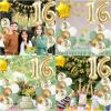 16th Birthday Decoration for Him Her, Sage Green White Gold 16th Birthday Balloons with Number 16 Balloons Happy 16th Birthday Banner Cake Toppers Triangle Flag for Men Women 16th Birthday Decorations view 3