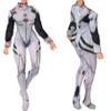1/12 Scale Female Clothes,Female Tight Stretch Bodysuit Zipper Jumpsuit Combat Uniform Outfit Clothing for 6inch Action Figure Body (Black+White) view 1