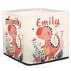 Foerrkelg Custom Name Cute Animals Storage Basket Personalized Foldable Storage Bin with Handle for Kids Boys Girls Toddlers Toys Dolls Clothes Family Home Nursery Dorm Bedroom,Cute Pink Dinosaur view 1
