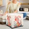 Foerrkelg Custom Name Cute Animals Storage Basket Personalized Foldable Storage Bin with Handle for Kids Boys Girls Toddlers Toys Dolls Clothes Family Home Nursery Dorm Bedroom,Cute Pink Dinosaur view 3