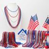 Huskein 120 PCS 4th of July Necklace, 33" Red Silver Blue Metallic Beaded Necklaces, Independence Day Party Accessories Patriotic Bead Necklace for Memorial Day Fourth of July Parades Party Supplies view 3