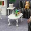 AirAds Dollhouse 1:12 Scale Dollhouse Miniature Oval Coffee Table in White Dolls House Accessories view 2