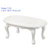 AirAds Dollhouse 1:12 Scale Dollhouse Miniature Oval Coffee Table in White Dolls House Accessories view 3