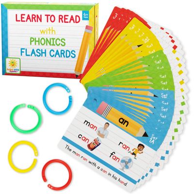 Bright Seed Phonics Flash Cards - Learn to Read in 20 Phonic Stages - Digraphs CVC Blends Long Vowel Sounds Phonics Games for Kids Age 4-8 Kindergarten First Second Grade Home School Educational