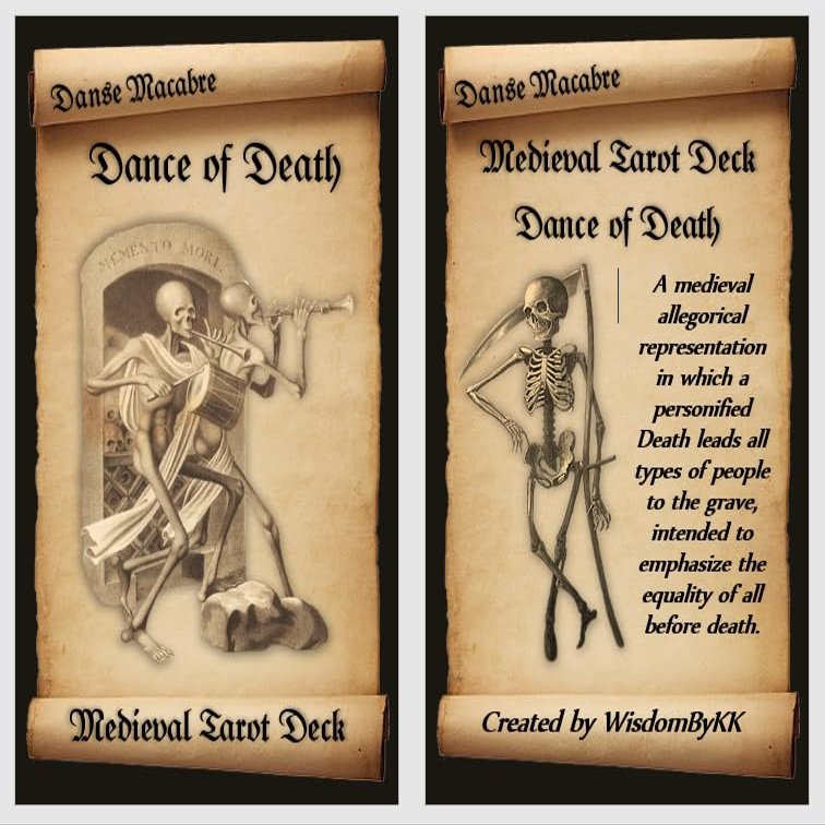 Dance of Death Tarot Cards Deck. Ancient Danse Macabre Tarot Cards. Skeleton Tarot Deck.