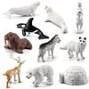 BLAPNK 15 Pcs Mini Polar Animal Figurines Model Realistic Glowing Igloo Plastic Bear Animal Figure Playset Miniature Arctic Sea Figurines Cake Toppers for Birthday view 2