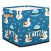 Foerrkelg Custom Name Cute Animals Storage Basket Personalized Foldable Storage Bin with Handle for Kids Boys Girls Toddlers Toys Dolls Clothes Family Home Nursery Dorm Bedroom,Swimming Ducks view 1