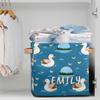 Foerrkelg Custom Name Cute Animals Storage Basket Personalized Foldable Storage Bin with Handle for Kids Boys Girls Toddlers Toys Dolls Clothes Family Home Nursery Dorm Bedroom,Swimming Ducks view 2