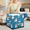 Foerrkelg Custom Name Cute Animals Storage Basket Personalized Foldable Storage Bin with Handle for Kids Boys Girls Toddlers Toys Dolls Clothes Family Home Nursery Dorm Bedroom,Swimming Ducks view 3