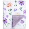 2 Pack Baby Blanket Super Soft Double Layer Minky with Dotted Backing for Girls, Receiving Blanket with Elegant Purple Floral Printed Blanket view 2