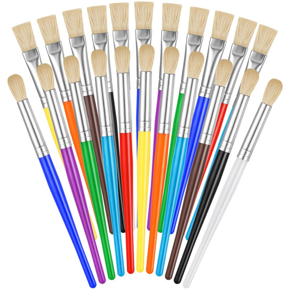 YGAOHF Paintbrushes Kids, 22 Pcs Round & Flat Toddler Kids Paint Brushes, Chubby Paint Brushes for Kids Bulk, Preschool Paint Brush for Acrylic Oil Watercolor Washable Paint Kit, Easy Hold & Clean