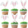 24 Pack Bunny Ears Cupcake Toppers Glitter Easter Rabbit Happy Birthday Cupcake Picks Happy Easter Baby Shower Birthday Bunny Easter Cupake Decorations Party Supplies view 1