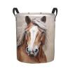 Foruidea 3d Animal Horses Laundry Basket,Laundry Hamper,Collapsible Storage Bin, Oxford Fabric Clothes Baskets,Nursery Hamper For Home,Office,Dorm,Gift Basket view 1