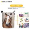 Foruidea 3d Animal Horses Laundry Basket,Laundry Hamper,Collapsible Storage Bin, Oxford Fabric Clothes Baskets,Nursery Hamper For Home,Office,Dorm,Gift Basket view 3