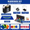 Aoriher Blackjack Casino Game Set, Include 300 Poker Chips, Casino Felt 1 Automatic Card Shuffler 6 Deck Dealer Shoe Discard Holder Tray Aluminum Case for Texas Holdem Blackjack Poker(Blue) view 2