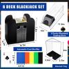 Aoriher Blackjack Casino Game Set, Include 300 Poker Chips, Casino Felt 1 Automatic Card Shuffler 6 Deck Dealer Shoe Discard Holder Tray Aluminum Case for Texas Holdem Blackjack Poker(Blue) view 4