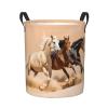 Foruidea Three Horses Laundry Basket,Laundry Hamper,Collapsible Storage Bin, Oxford Fabric Clothes Baskets,Nursery Hamper For Home,Office,Dorm,Gift Basket view 1