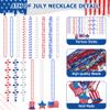 EOBOH 4th of July Necklace Accessories, 24PCS Independence Day Beads Necklaces Bulk, 15 Kinds Fourth of July Red Blue White Stars USA Flags Necklace, Patriotic Bulk for Parade Party Favors Decor view 3
