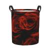 Foruidea Red Rose Laundry Basket,Laundry Hamper,Collapsible Storage Bin, Oxford Fabric Clothes Baskets,Nursery Hamper For Home,Office,Dorm,Gift Basket, Medium view 1