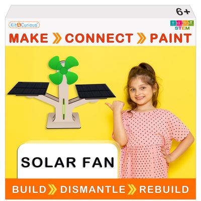 Kit4Curious Solar Fan DIY kit II Wooden 3D Model Assembling, Solar Panel Connection and Coloring kit II Build  Dismantle - Rebuild